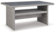 Indulge in backyard bliss. This outdoor multi-use table has a straightforward sense of style with its light gray resin wicker. The table-'s rust-proof aluminum is enhanced with a wood-look finish, weathering the elements and keeping your aesthetic casuall