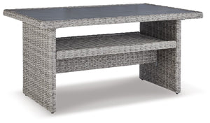 Indulge in backyard bliss. This outdoor multi-use table has a straightforward sense of style with its light gray resin wicker. The table-'s rust-proof aluminum is enhanced with a wood-look finish, weathering the elements and keeping your aesthetic casuall