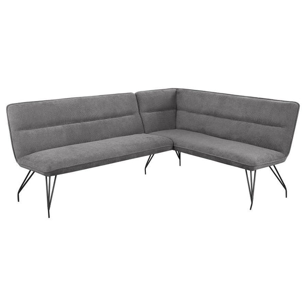 Maximize space and offer casual comfort with this mid-century inspired L-shaped dining bench. Perfectly designed to fit against a wall or in a corner, this banquette style seating is ideal for compact spaces like eat-in kitchens and apartments. The bench 
