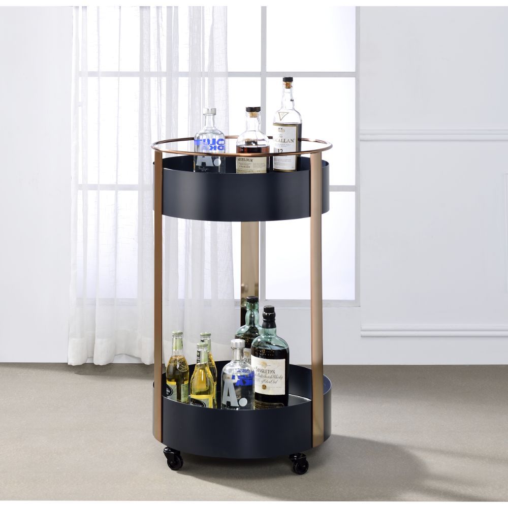 Stylishly magnificence, this refined Narrel serving cart will make any night an elegant affair. From serving up your favorite drink to keeping your bottles in order, this piece is a multipurpose addition to any space. Crafted with metal tube and mirror, l