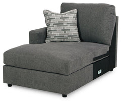 This left-arm facing corner chaise is made with polyester upholstery. Pairs with other items in the series to make a sectional.<br><br><b>Additional Dimensions</b><br><ul><li>Arm height: 25-"</li><li>Seat height: 19-"</li><li>Top of cushion to top of back