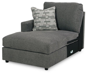 This left-arm facing corner chaise is made with polyester upholstery. Pairs with other items in the series to make a sectional.<br><br><b>Additional Dimensions</b><br><ul><li>Arm height: 25-"</li><li>Seat height: 19-"</li><li>Top of cushion to top of back