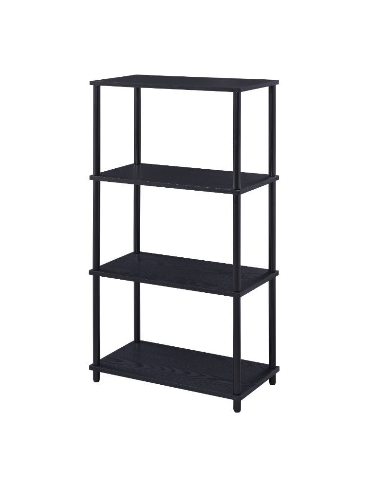 Add some original and cozy ideas to your reading place. The Nypho Bookshelf is truly impressive piece of furniture that features rustic wooden shelves and black-finished metal frame. It provides four shelves for books, magazines, and other decorative item