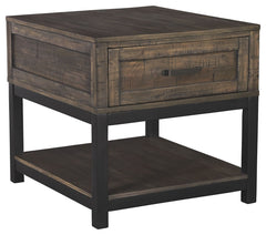 Combining a two-tone finish with a gently distressed texture produces one very distinctive end table. Whether your style is modern farmhouse or urban industrial, this end table is the perfect accent for your rustic retreat.<br><br><b>Additional Dimensions