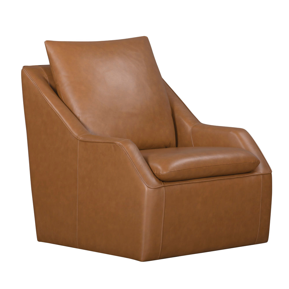The Asher accent chair features a 360-degree swivel for ease of motion and a modern low-profile design. The comfortable, attached pillowtop seat has subtle welting and stitching, and the back cushion is removable, making cleaning a breeze. The Asher accen