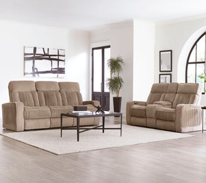 Spice up your movie nights with the Equinox Sofa Group. Consisting of the coordinating Equinox Power Sofa, Power Console Loveseat, and Power Recliner, each piece in the group features teddy-bear-soft fabric that is perfect for snuggling! All power seats a
