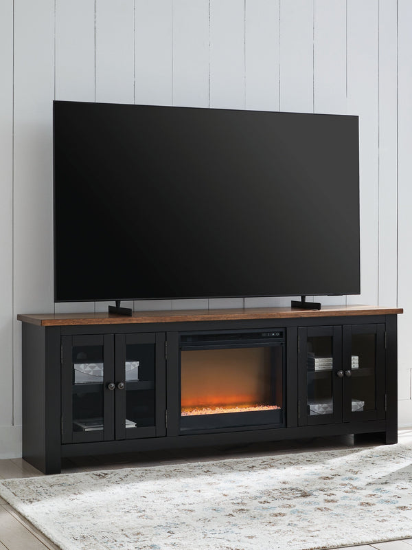 Wildenauer - Brown / Black - 76" TV Stand With Electric Fireplace
