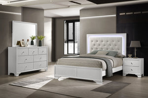 Lyssa - King Bed With LED - Oat / Frost