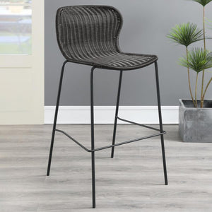  this contemporary stool offers a charming brown faux rattan seat
