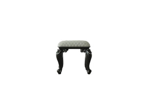 House - Delphine - Stool - Two Tone Ivory Fabric & Charcoal Finish