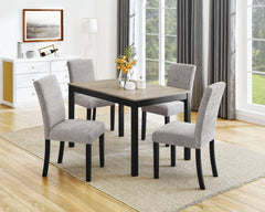 This dining group perfectly captures the essence of contemporary style and comfort, creating a welcoming and stylish ambiance in any dining space. The centerpiece is a sleek, rectangular table with a warm wood finish that effortlessly complements the soph