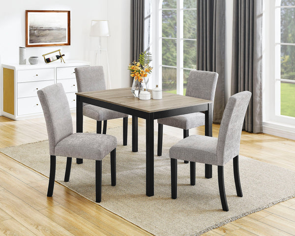 This dining group perfectly captures the essence of contemporary style and comfort, creating a welcoming and stylish ambiance in any dining space. The centerpiece is a sleek, rectangular table with a warm wood finish that effortlessly complements the soph