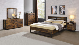 Juvanth - Eastern King Bed - Rustic Oak & Black Finish