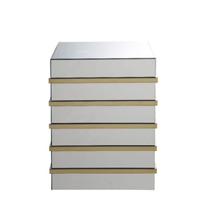  Square End Table Storage: Mirrored Base Shelf CONSTRUCTION Mirrored Case-Frame with Titanium Stainless Steel Trim: Mirror