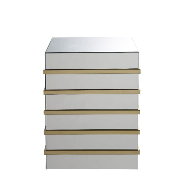  Square End Table Storage: Mirrored Base Shelf CONSTRUCTION Mirrored Case-Frame with Titanium Stainless Steel Trim: Mirror