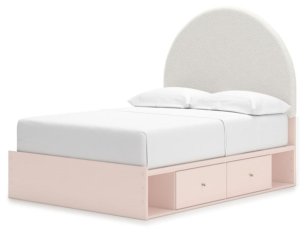 Wistenpine - Blush - Full Upholstered Panel Bed With Side Storage