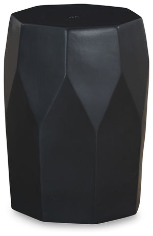 Bring fresh flair to an indoor or outdoor space with this contemporary accent stool. Next to a chair, it-'s the perfect place to set down a drink. And what a pretty perch for a draping plant. However you use it, you-'re sure to appreciate its bold faceted