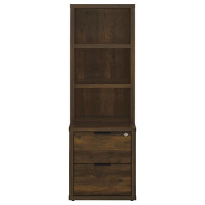 Westpark - 3-Shelf Bookcase USB And Lockable Drawer - Dark Pine