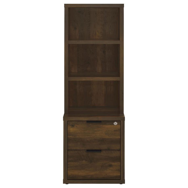 Westpark - 3-Shelf Bookcase USB And Lockable Drawer - Dark Pine