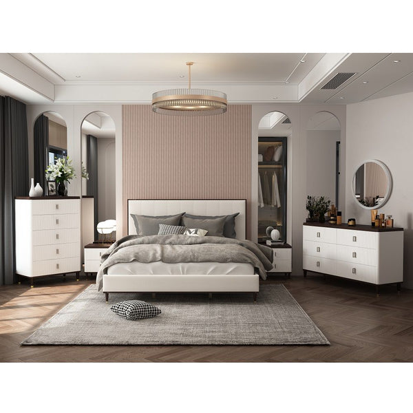 Carena - Eastern King Bed - Light Gray & White & Brown