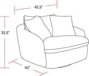 Boomer - Large Swivel Chair With 2 Toss Pillows (Set of 2) - Mega Ivory