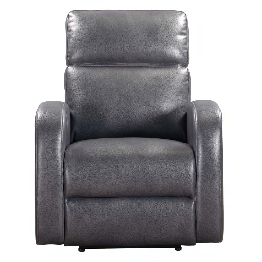 Covered in neutral Pebble Grey fabric and embellished with arched detail stitching, the Devin Power Recliner features an easy-to-operate switch to engage its smooth power recline feature.<br/><br/><b>Product Features</b><ul><li>Power recline</li><li>High 