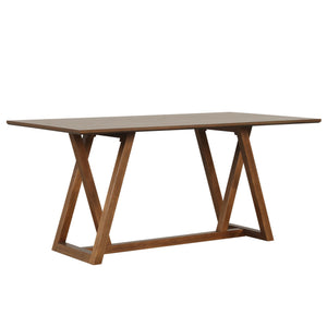 The Putnam Counter Table in Walnut is a masterful blend of quality and design, making it an ideal centerpiece for any dining area. This counter dining table, crafted from solid rubberwood, manufactured woods, and acacia wood veneers, ensures long-lasting 