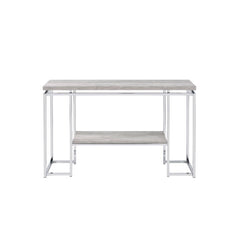 KD, Rectangular Sofa Table â€¢ Storage: Open Compartment (1 Wooden Fixed Shelf) â€¢ Wooden Top, Metal Sled Base â€¢â€¢ CONSTRUCTION] Wooden Top/Shelf: Veneer (Paper)+ PB â€¢ Metal Apron Trim â€¢ Metal Sled Base: Chrome Finish, Metal Square Tube<br/><br/><