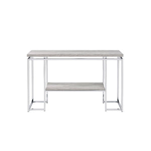 KD, Rectangular Sofa Table â€¢ Storage: Open Compartment (1 Wooden Fixed Shelf) â€¢ Wooden Top, Metal Sled Base â€¢â€¢ CONSTRUCTION] Wooden Top/Shelf: Veneer (Paper)+ PB â€¢ Metal Apron Trim â€¢ Metal Sled Base: Chrome Finish, Metal Square Tube<br/><br/><