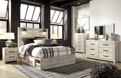 Cambeck - 6 Pc. - Dresser, Mirror, Queen Panel Bed with Side Storage Drawers - Whitewash