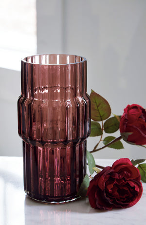  made of dark mauve-tinted glass