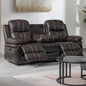 Kellen - Sofa With Dual Recliner & Drop Down Tray - Brown