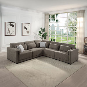 Experience ultimate flexibility and contemporary elegance with the Rylie modular sofa. Upholstered in sophisticated gray linen, this set features sturdy legs and comfortable armrests, seamlessly blending style and support. The modular design allows you to