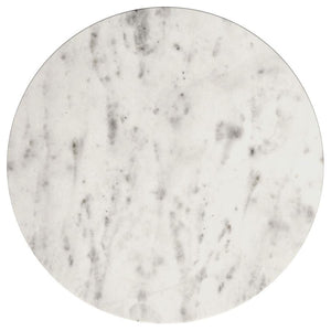 Haven - Round Genuine White Marble Top End Side Table - Black