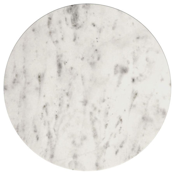 Haven - Round Genuine White Marble Top End Side Table - Black