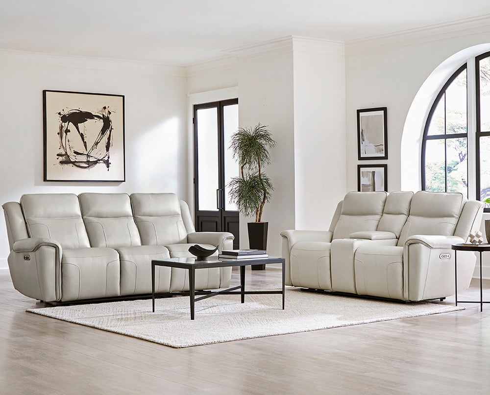 Exuding eye-catching high-style and next-level comfort, the Atlantis Power Zero Gravity Sofa Group offers a host of user-friendly features that will make anyone feel right at home. Each of the three pieces is covered in supple Whisper Ivory colored leathe