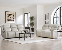 Exuding eye-catching high-style and next-level comfort, the Atlantis Power Zero Gravity Sofa Group offers a host of user-friendly features that will make anyone feel right at home. Each of the three pieces is covered in supple Whisper Ivory colored leathe