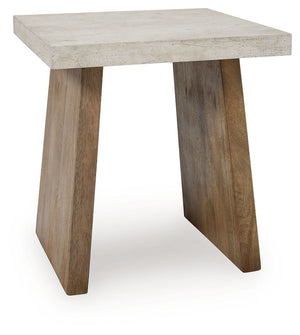 This end table captures the essence of todayâ€™s casual contemporary style. Its generous faux cement tabletop, supported by a double plinth base, is a masterclass in modern design. Talk about a casually cool spot for decor, drinks or both.<br><br><b>Addit