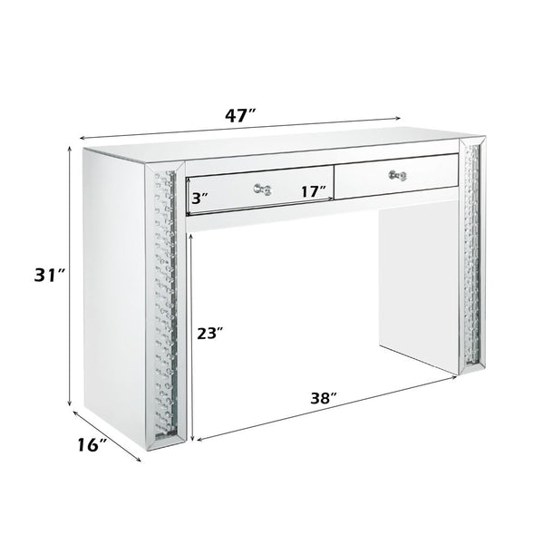 Nysa - Vanity Desk - Mirrored & Faux Crystals