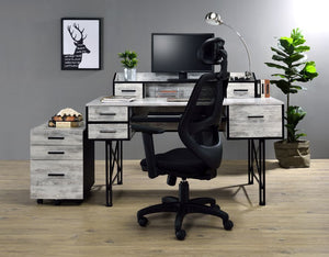 Safea - Desk - Antique White & Black Finish