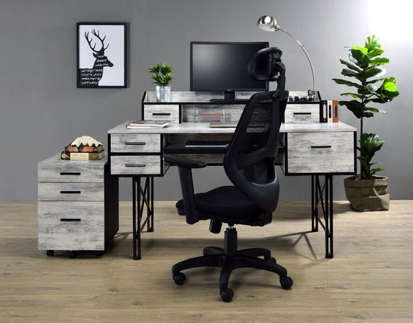 Safea - Desk - Antique White & Black Finish
