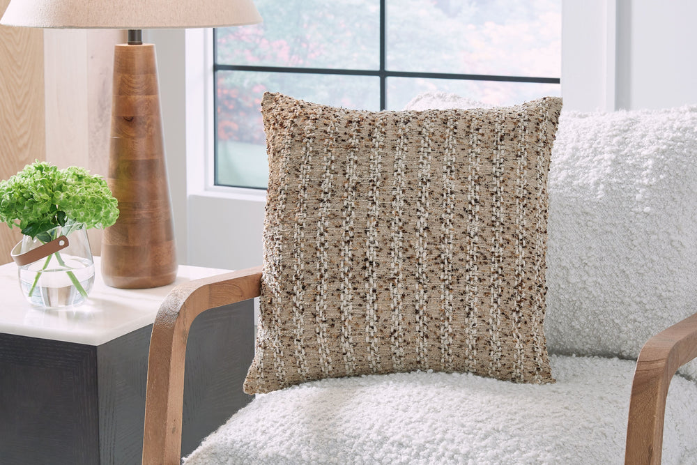 Designed to thrill, this pillow adds intricate, eye-catching appeal. Dwelling perfectly on a comfy couch, bed or bench, itâ€™s a wonderful neutral addition to a variety of styles.<br/><br/><b>Product Features</b><ul><li>Made with cotton and polyester</li>