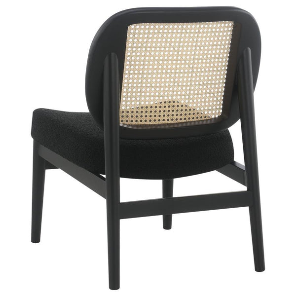 Rayo - Rattan Cane Back Accent Chair With Padded Seat - Black