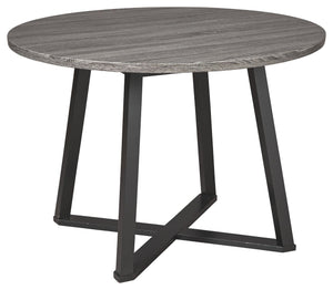  engineered board and hardwood solids. Table tops are made with Mindi veneer with a casual warm brown finish paired with metal base in a brushed dark bronze color finish that has a warm color quality. Angled