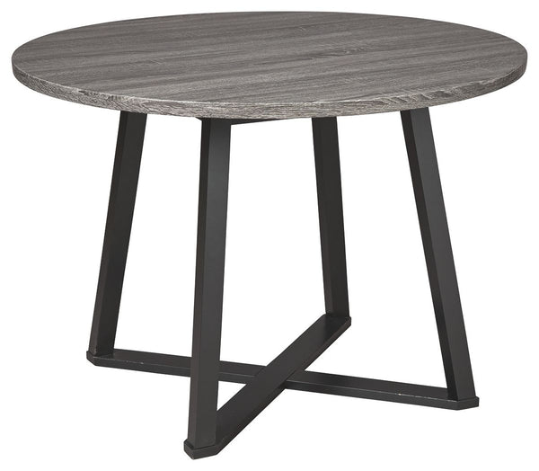  engineered board and hardwood solids. Table tops are made with Mindi veneer with a casual warm brown finish paired with metal base in a brushed dark bronze color finish that has a warm color quality. Angled