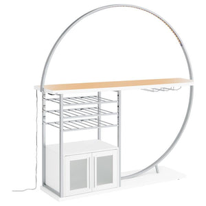 Risley - 2-Door Circular LED Home Bar Cabinet High Gloss - White