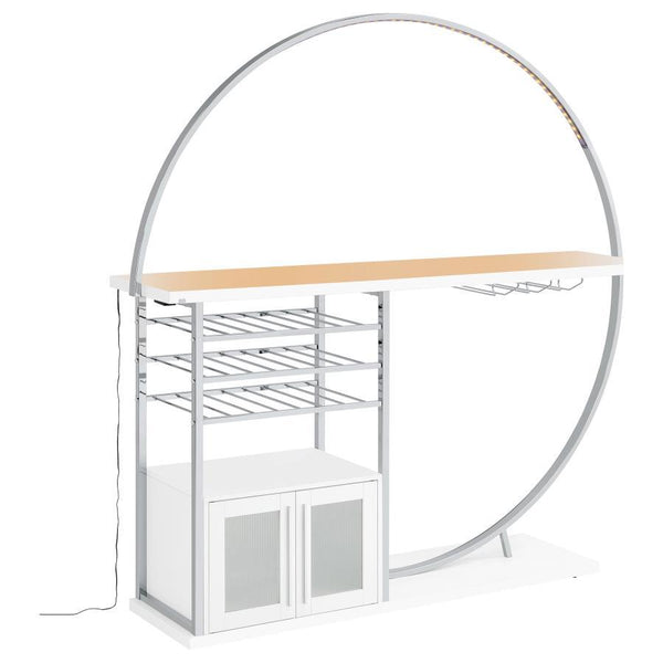 Risley - 2-Door Circular LED Home Bar Cabinet High Gloss - White