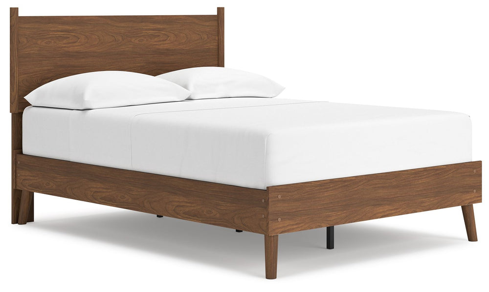 What do you get when you mix a minimalist profile with a warm finish? With sleek simplicity and a rich auburn hue, this full panel bed delivers cool, contemporary style with a nod to mid-century modern design. Talk about completing your restful retreat wi