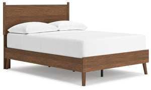 What do you get when you mix a minimalist profile with a warm finish? With sleek simplicity and a rich auburn hue, this full panel bed delivers cool, contemporary style with a nod to mid-century modern design. Talk about completing your restful retreat wi