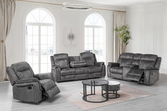 Park City - Manual 3 Piece Sofa & Loveseat & Recliner - Slate<br/><br/><b>Product Features</b><ul><li>Includes: 1 Sofa, 1 Loveseat, 1 Glider Recliner</li><li>Durable Craftsmanship: Our frames are constructed from premium hardwoods and plywood, ensuring st